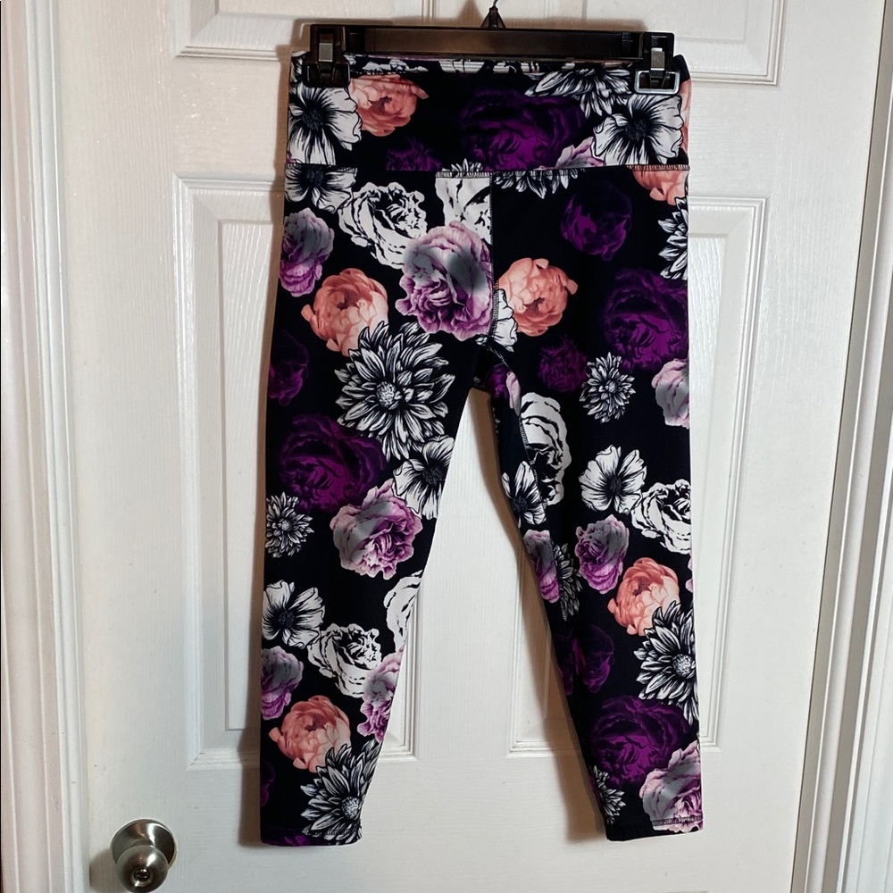Balance Collection Floral Leggings - Purple, Pink, Blacks High Waist Size Large